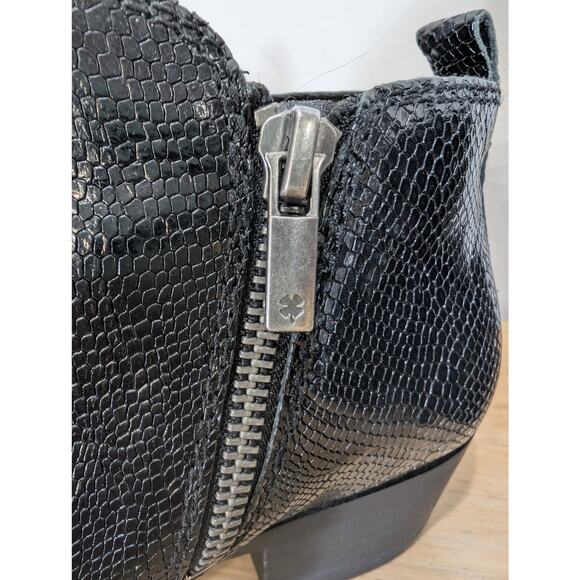 Lucky Brand Basel Black Snake Embossed Leather Double-Zip Booties Women’s 7M - Picture 4 of 8